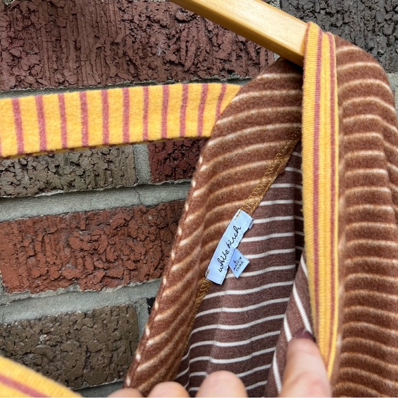 White Birch Mustard Yellow and Light Brown Striped Colorblock Back Twisted Top - Picture 6 of 8